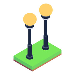 
Editable isometric design of street lamp icon
