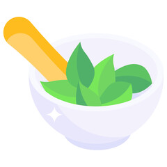 
Mixing bowl, herbal grinder in isometric style 
