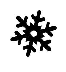 Silhouette of snowflake on white background.