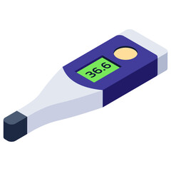 
An icon of digital thermometer, isometric vector 
