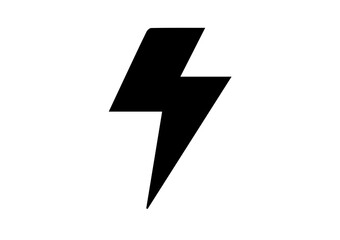 Silhouette of lightning bolt on white background