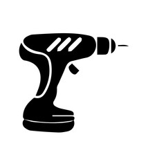 Silhouette of drill on white background