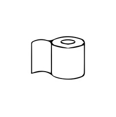 Silhouette of toilet paper on white background