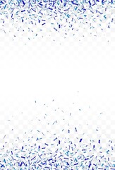Blue confetti background falling on a transparent background