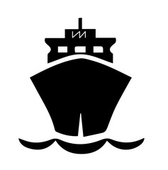 Silhouette of the ship on white background