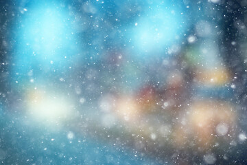 abstract blue background snow snowflakes, new year, glow design