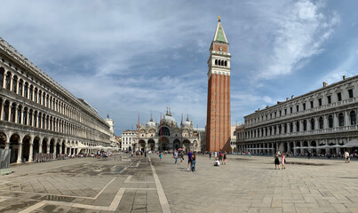 Piazza San Marco and the Cathedral in the city of Venice, Italy