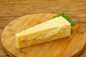 Hard parmesan cheese served basil