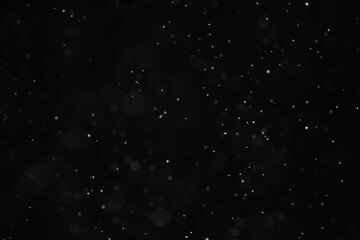 snow black background abstract texture, snowflakes falling in the sky overlay