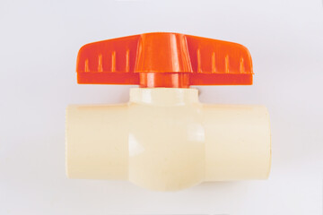 Plastic PVC ball valve for water pipe for supply isolated on white