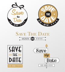 Save the Date Golden Black logo Pack in modern style for wedding and Engagement