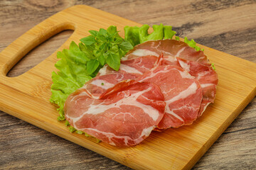 Smoked pork neck slices snack