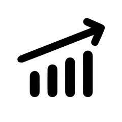 Silhouette of data increase on white background.