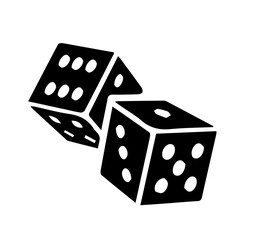 Silhouette of dice on white background.