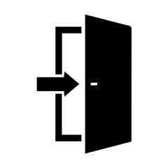 Silhouette of exit door on white background