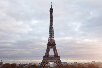 Eiffel tower as seen from Trocadero place, Paris, France.