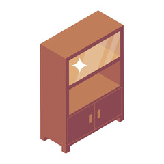 
A wooden rack to store files and other things, isometric icon of office furniture 
