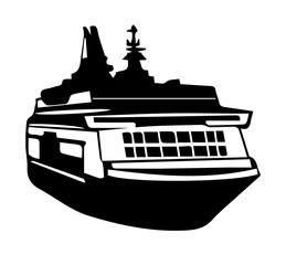 Silhouette of the ship on white background