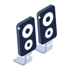 
Isometric icon of audio speaker, woofers vector  
