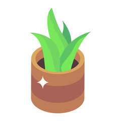 
Isometric icon of potted plant, indoor home decor  
