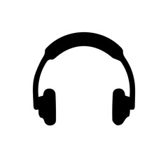 Silhouette of headphone on white background