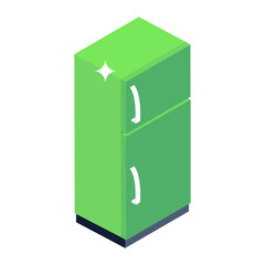 
Vector design of household refrigerator in trendy isometric style 
