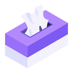
Office desk accessory, isometric icon of tissue box 
