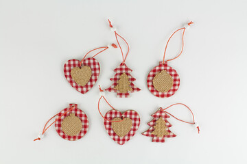 wooden toys for the christmas tree on white