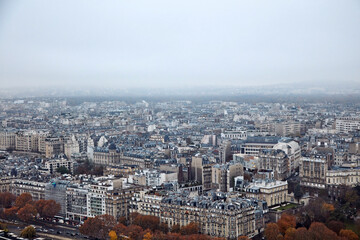 Naklejka premium View of Paris panorama from Eiffel tower.