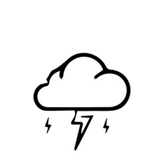 Silhouette of lightning bolt on white background