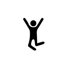 Silhouette of a bouncing person on white background