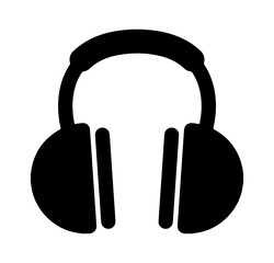 Silhouette of headphone on white background
