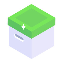 
An icon of parcel in modern isometric style, delivery parcel  
