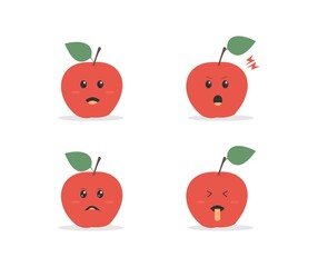 designs about cartoon apples in various expressions