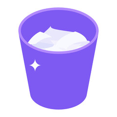 Garbage can icon in modern isometric style 