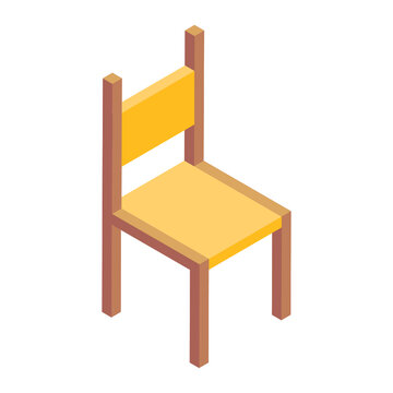 
School chair icon in modern isometric style 
