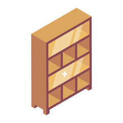 
Office wooden interior, corner table icon in isometric style 
