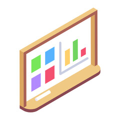 
Business app, isometric icon of mobile analytics 

