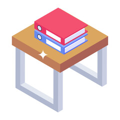 
Office wooden interior, corner table icon in isometric style 
