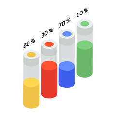 
Trendy isometric icon of bar chart 
