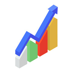 
Trendy isometric icon of bar chart 
