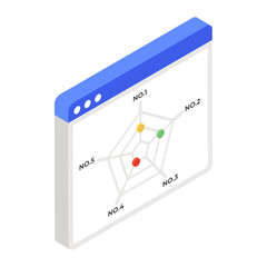 
Radar or spider chart infographic, isometric icon
