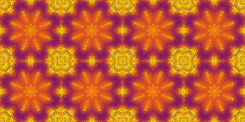 Festive background, abstract pattern, mosaic illustration with kaleidoscope effect, circles, flowers, snowflakes.