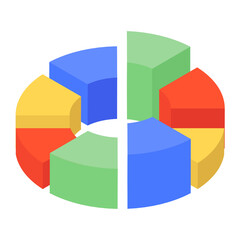 
A pie chart or a circle chart in isometric vector
