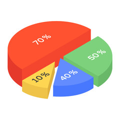 
A pie chart or a circle chart in isometric vector
