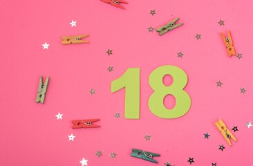 Number 18,  18 birthday celebration, 18 years anniversary