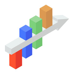 
Trendy isometric icon of bar graph
