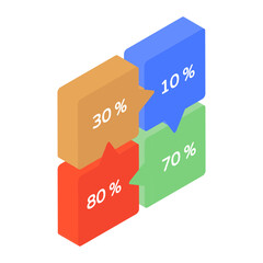 
Mathematical chart infographic, isometric icon
