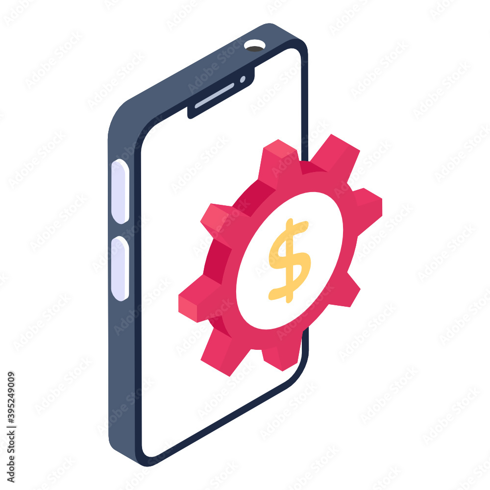 Canvas Prints icon of mobile account in isometric design