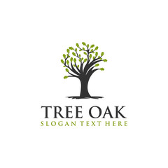 Tree Oak Nature Wooden Ecology Design Logo, Oak tree logo illustration. Vector silhouette of a tree.